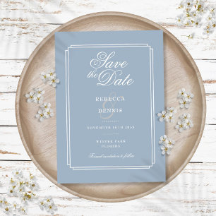 Reserva La Fecha Elegante boda art déco con polvo azul Script