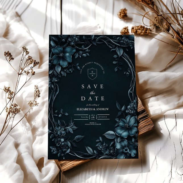 Reserva La Fecha Elegante Boda Art Nouveau Floral Halloween (Subido por el creador)
