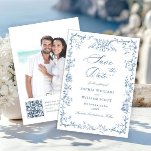 Reserva La Fecha Elegante Boda azul turbio y bucólico de origen vic