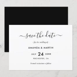 Reserva La Fecha Elegante Boda blanco y negro