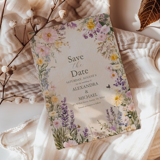 Reserva La Fecha Elegante Boda Boho Wildflower (Subido por el creador)