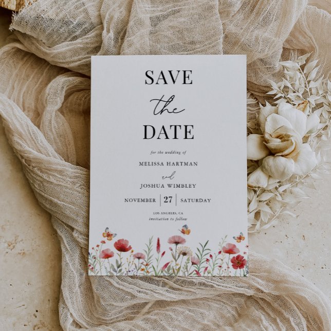 Reserva La Fecha Elegante Boda Boho Wildflower (Subido por el creador)