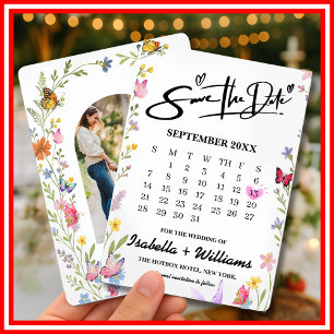 Reserva La Fecha Elegante Boda Boho Wildflower Floral Butterflies