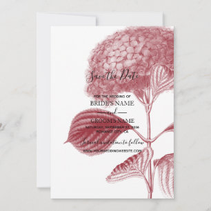 Reserva La Fecha Elegante Boda Borgoña Hydrangea