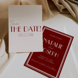 Reserva La Fecha Elegante Boda Caprichosa de Antiguo Dinero Rojo Pr