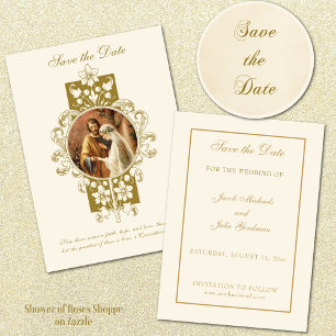 Reserva La Fecha Elegante Boda católico vintage salva la fecha