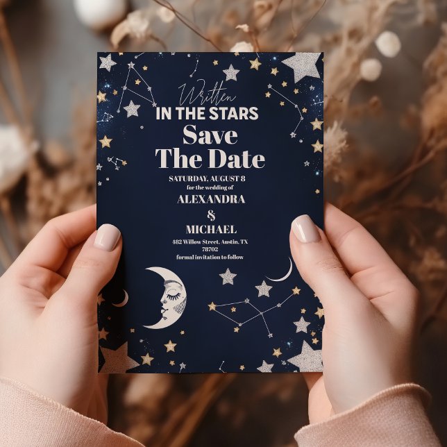 Reserva La Fecha Elegante Boda Celestial de Luna Creciente (Subido por el creador)