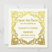 Elegante Boda celta Ivory Faux Gold Celtic Knot