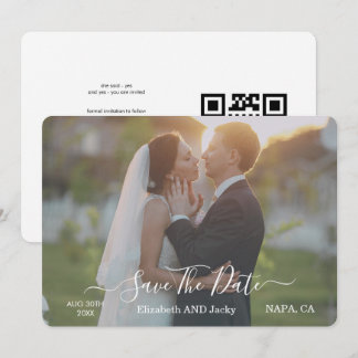 Reserva La Fecha Elegante Boda Clásica de Caligrafía en Blanco y Ne