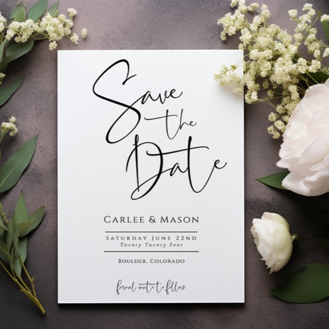Reserva La Fecha Elegante Boda clásico blanco y negro (Subido por el creador)