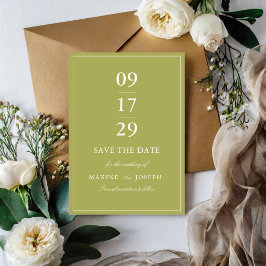 Reserva La Fecha Elegante Boda con Letra Script en Verde Oliva
