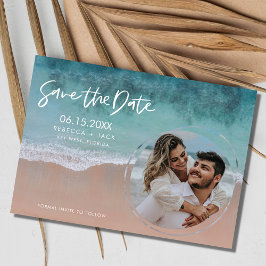 Reserva La Fecha Elegante boda costera en la playa salva la fecha