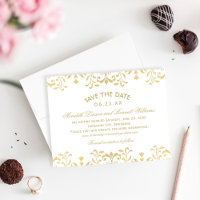 Elegante Boda Damask con Brillo Dorado
