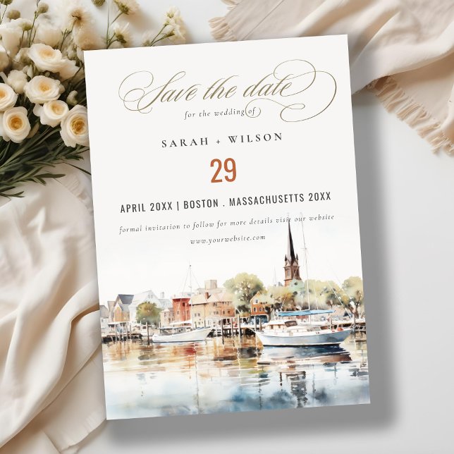 Reserva La Fecha Elegante Boda de acuarela de Annapolis Maryland (Subido por el creador)