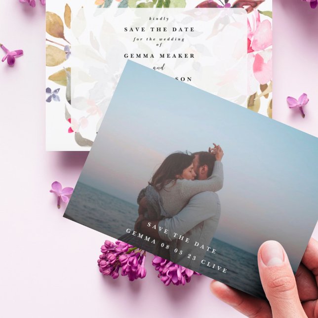 Reserva La Fecha Elegante Boda de arte de acuarela floral seco (Subido por el creador)