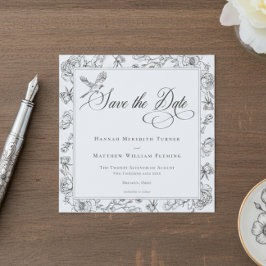 Reserva La Fecha Elegante Boda de Aves y Escudos de la Chinoiserie 