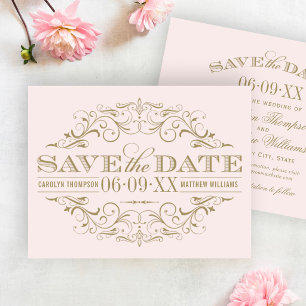 Reserva La Fecha Elegante Boda de Ballet Rosa con Florecimiento Dor