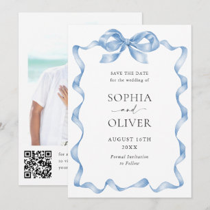 Reserva La Fecha Elegante Boda de barniz azul turbio