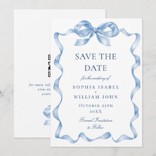 Reserva La Fecha Elegante Boda de barniz azul turbio