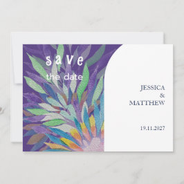 Reserva La Fecha Elegante Boda de Boho Purple Floral