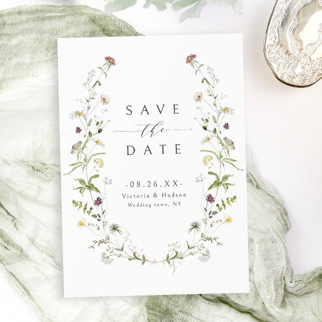 Reserva La Fecha Elegante Boda de Boho Rústico de Flor Silvestre (Elegant Wildflower Rustic Boho Wedding Save The Date)