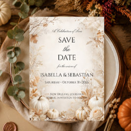 Reserva La Fecha Elegante Boda de Calabaza de Otoño