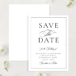 Reserva La Fecha Elegante Boda de caligrafía blanca y negra