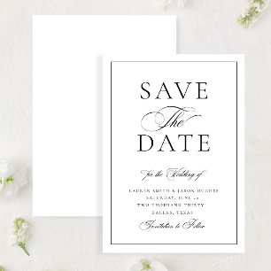 Reserva La Fecha Elegante Boda de caligrafía blanca y negra