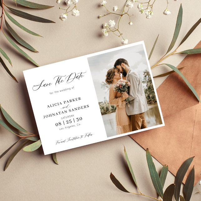Reserva La Fecha Elegante boda de caligrafía de moda fotográfica (Subido por el creador)
