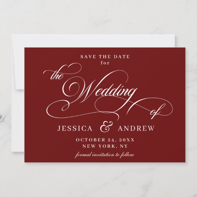 Reserva La Fecha Elegante Boda de caligrafía Digital Guardar la fec (Anverso)