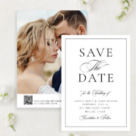 Reserva La Fecha Elegante Boda de caligrafía Foto Boda de código QR