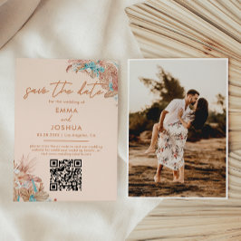 Reserva La Fecha Elegante Boda de código QR de Boho