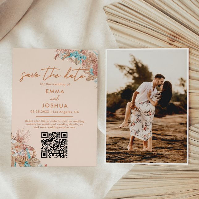Reserva La Fecha Elegante Boda de código QR de Boho (Subido por el creador)