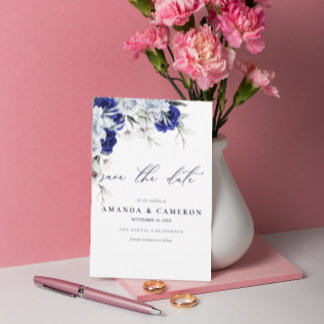 Reserva La Fecha Elegante Boda de código QR de la Marina Azul Polvo