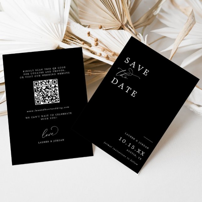 Reserva La Fecha Elegante Boda de código Qr en blanco y negro (Subido por el creador)