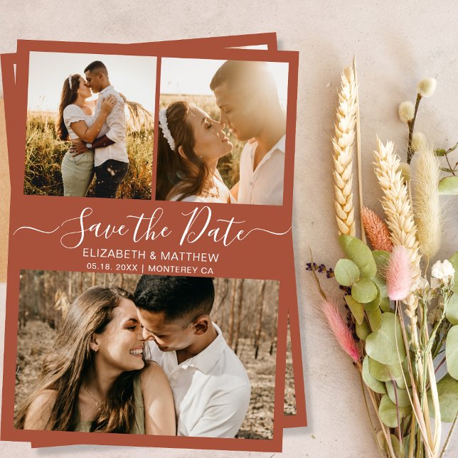 Reserva La Fecha Elegante Boda de Collage de fotos con guión de ter (Subido por el creador)