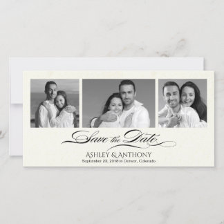 Reserva La Fecha Elegante boda de Collage de fotos de B&W Guardar l