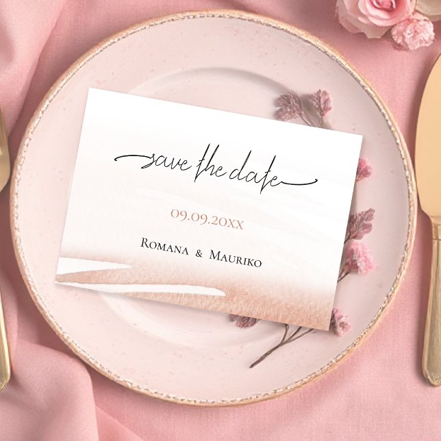 Reserva La Fecha Elegante Boda de Coral Terracotta Bohemia (Subido por el creador)