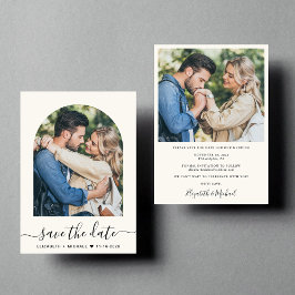 Reserva La Fecha Elegante Boda de crema de fotos de arco de guiones