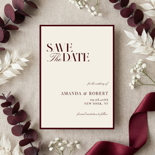 Reserva La Fecha Elegante Boda de Dinero Antiguo Burgundy