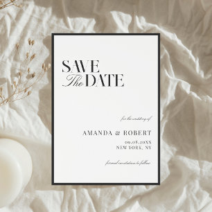 Reserva La Fecha Elegante Boda de Dinero Antiguo en Blanco y Negro