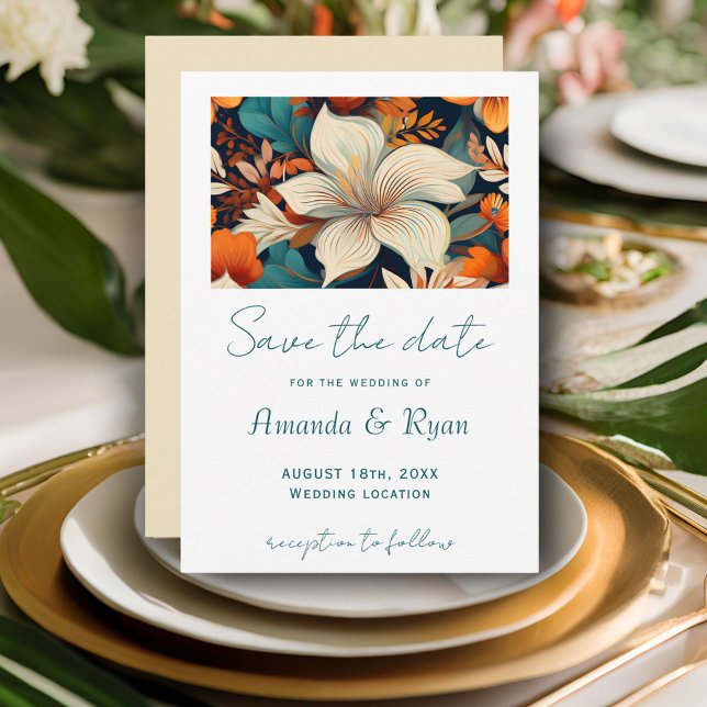 Reserva La Fecha Elegante Boda de diseño botánico tropical floral (Subido por el creador)