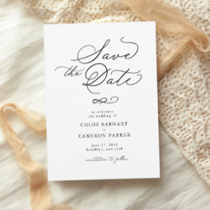 Reserva La Fecha Elegante Boda de escritura de caligrafía tradicion