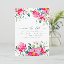 Reserva La Fecha Elegante Boda de escritura floral color agua rosa