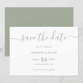 Reserva La Fecha Elegante Boda de estilo moderno Sage Green