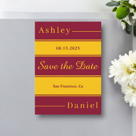 Reserva La Fecha Elegante Boda De Fancy Burgundy Y Gold Stripes