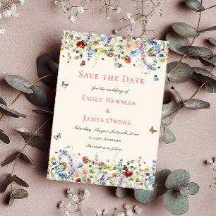 Reserva La Fecha Elegante Boda de Flor Silvestre