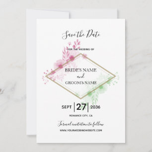 Reserva La Fecha Elegante Boda de flores acuáticas
