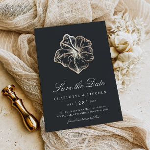 Reserva La Fecha Elegante Boda de flores de Hibiscus Gold