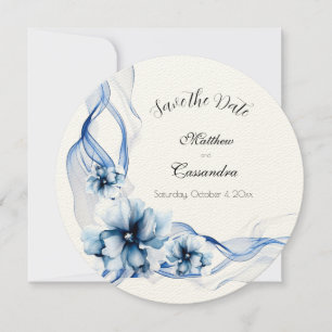 Reserva La Fecha Elegante Boda de flores de la Marina Azul turquesa